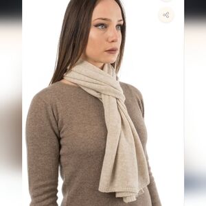 100% Italian Cashmere Scarf Shaw Wrap Beige NWOT